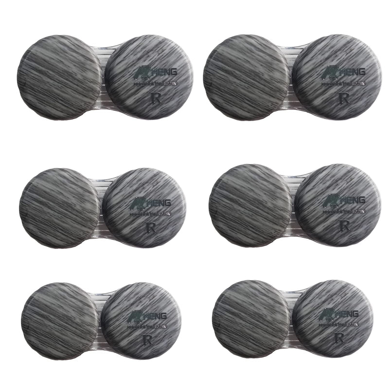 [Australia] - MUDOR 6 Pack Wood Grain Contact Lens Case, Contact Lens Box Holder Container Soak Storage Kit, Mini Contact Lens Travel Case with Leak-Proof Packaging,Silver Gray Silver Gray 
