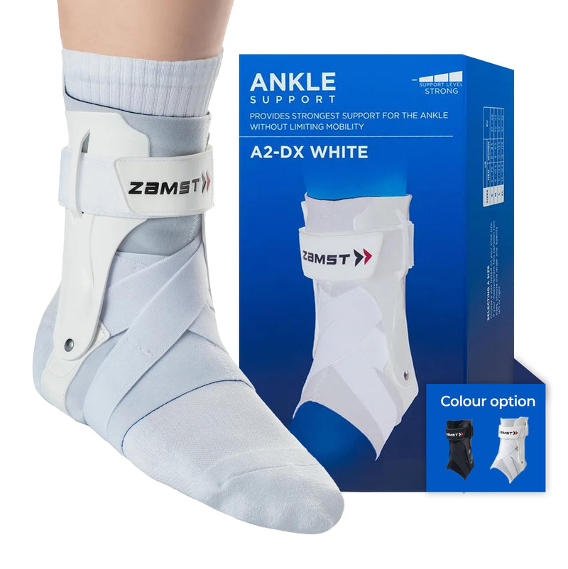 [Australia] - Zamst A2-DX White Ankle Brace for Sports - Breathable Sports Ankle Support for Men and Women with Guard Stabilizers for High-Grade Ankle Sprain - Right, Medium Medium - Right 