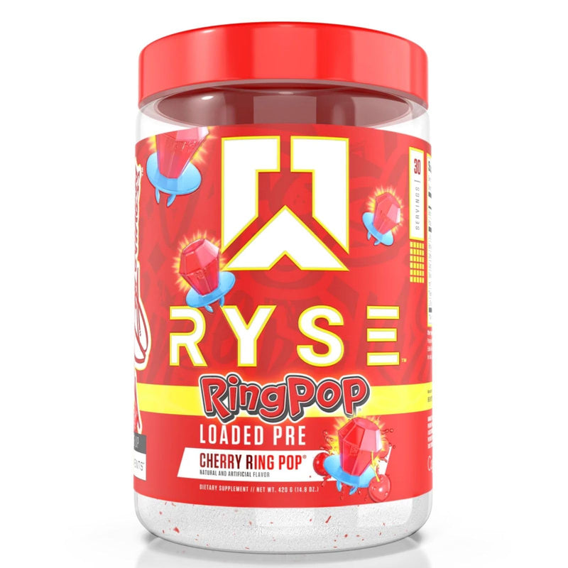 [Australia] - RYSE Up Supplements Loaded Pre Workout Powder Supplement for Men & Women | Pumps, Energy, Focus | Beta Alanine + Citrulline | 390mg Caffeine | 30 Servings (Cherry Ring Pop) Cherry Ring Pop 