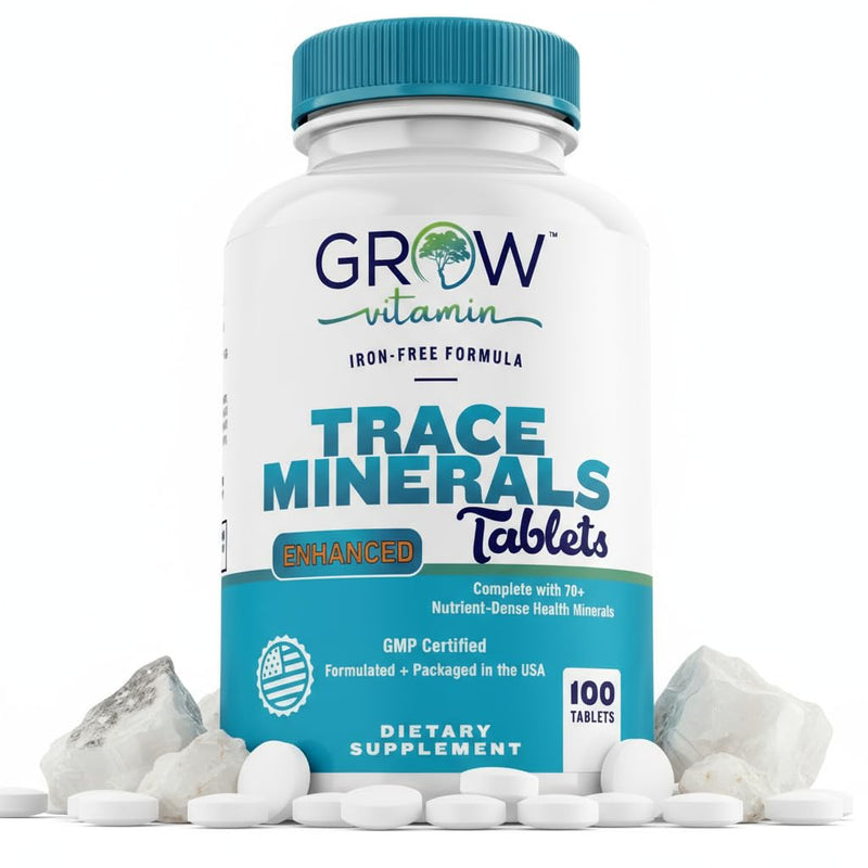 Grow Vitamin Trace Minerals Enhanced Complex, 100 Tablets | Complete with 70+ Nutrient-Dense Health Mineral, 100% Natural Ingredients