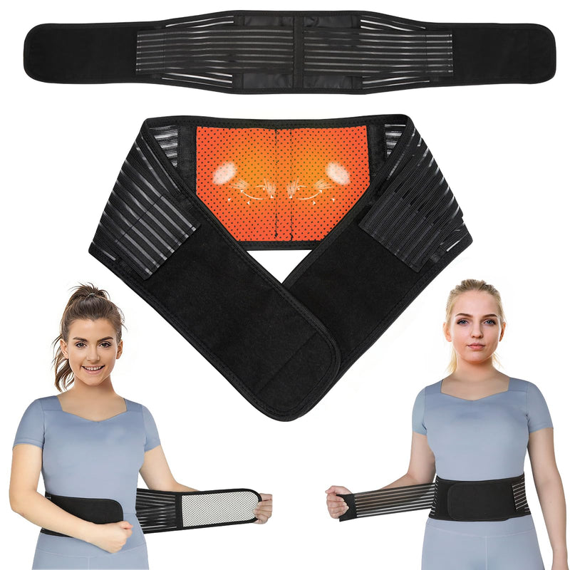 Back Braces for Lower Back Pain Relief, Lumbar Support Belt for Men Women | Adjustable Tourmaline waist belt, Self Heating & Soothing Waist Band, Lumbar Support Belt for Herniated Disc/Sciatica Black-1 Large