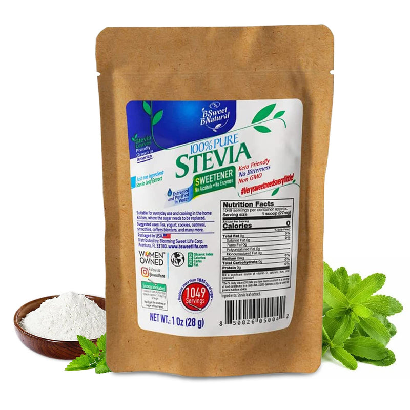 [Australia] - 100% Pure Stevia Powder extract leaf 1 Oz, No Artificial Sweetener, 1049 Servings | Stevia Green Leaf Extract | Zero Calorie & Keto Friendly 
