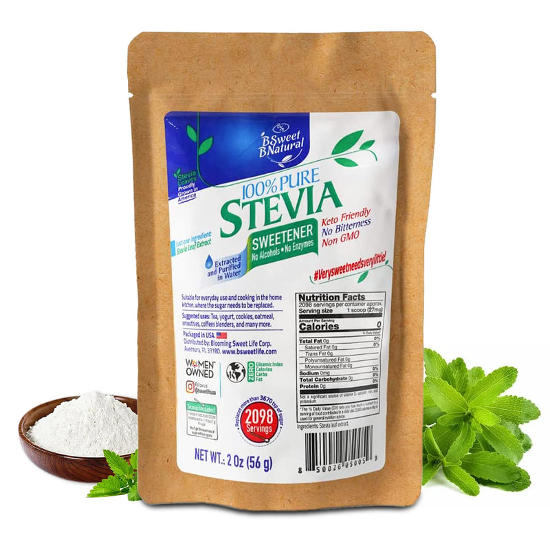 [Australia] - Stevia Powder 100% Pure, 2 Oz, No Artificial Sweetener. 2098 Servings | Stevia Green Leaf Extract | Zero Calorie & Keto Friendly 