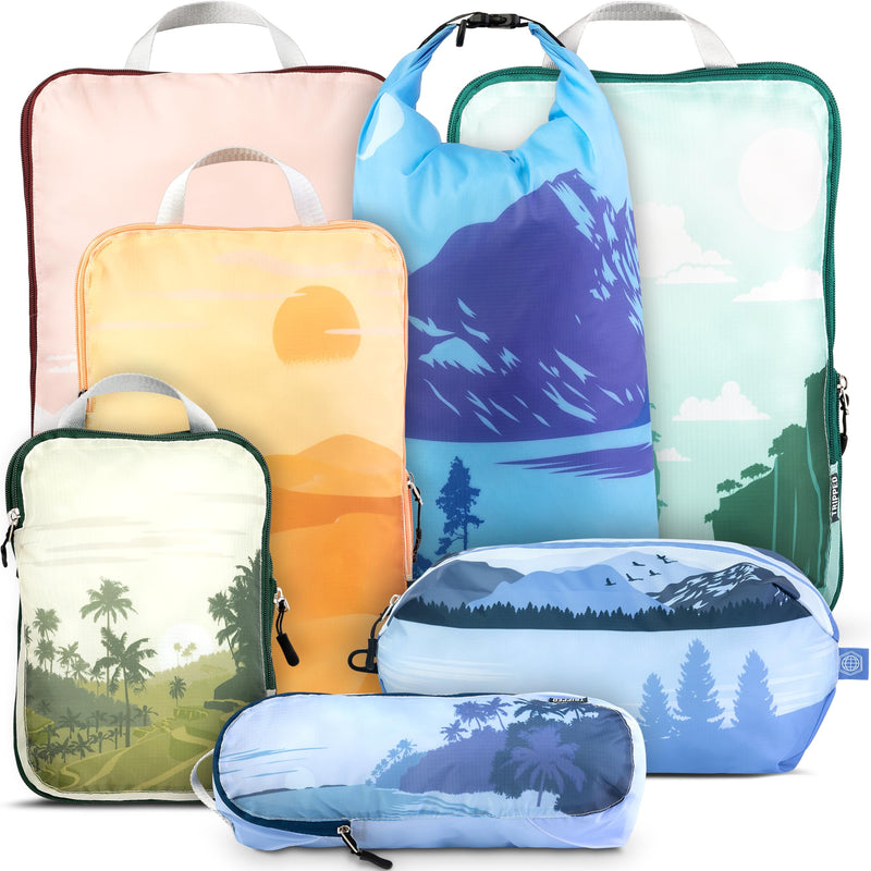 TRIPPED Travel Gear Large Compression Packing Cubes 7-Piece Set for Travel Getaways