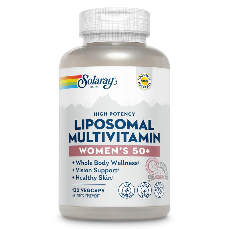 SOLARAY Liposomal Multivitamin Women 50+, 120 VegCaps | Women's 50+ Multivitamin, Enhanced Liposomal Absorption, Vitamins, Minerals, CoQ10 & CranActin, 60 Servings, Vegan 120 Count (Pack of 1) Women's 50+