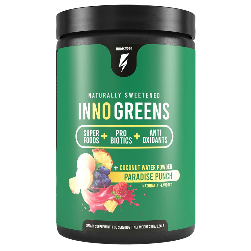 [Australia] - InnoSupps Inno Greens | 28+ Organic Greens & Superfoods | Advanced Prebiotics + Probiotics | Super Antioxidant + Hydration | Spirulina, Chlorella, Ashwagandha (Paradise Punch) Paradise Punch 