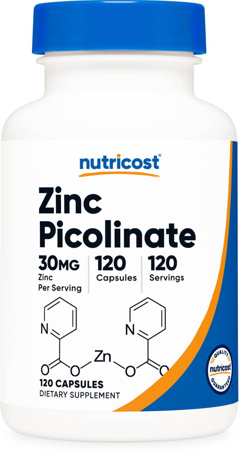 [Australia] - Nutricost Zinc Picolinate 30mg, 120 Capsules - Gluten Free and Non-GMO 120 Count (Pack of 1) 