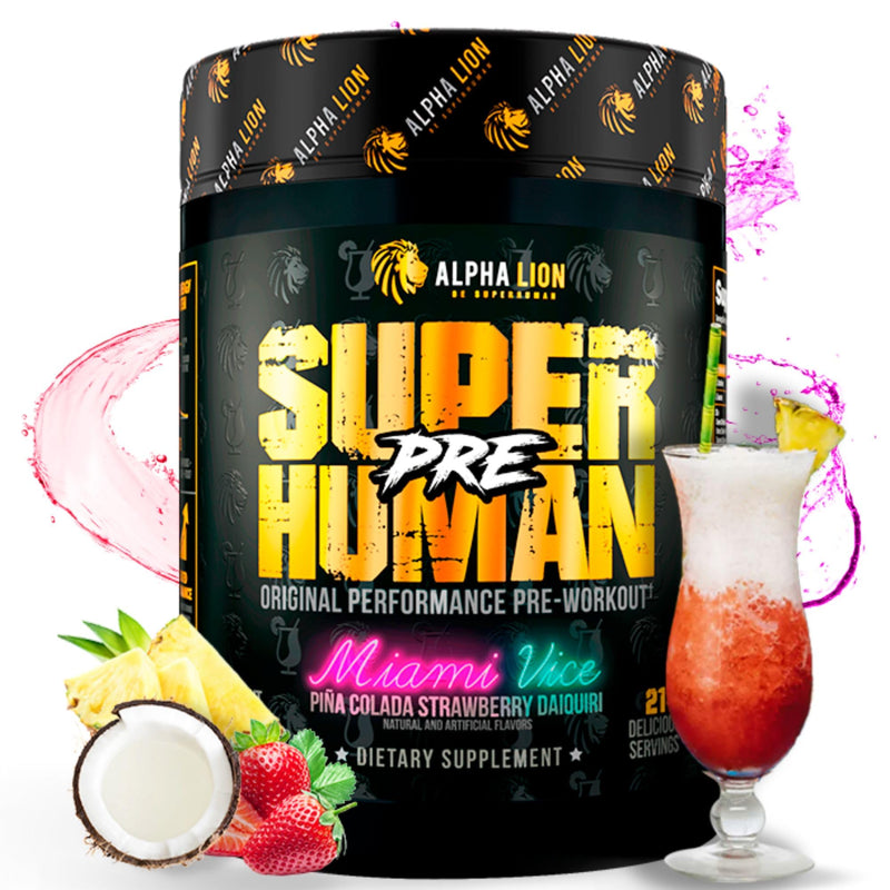 [Australia] - ALPHA LION Superhuman Pre Workout Powder, Beta Alanine, L-Taurine & Tri-Source Caffeine for Sustained Energy & Focus, Nitric Oxide & Citrulline for Pump (21 Servings, Miami Vice) Miami Vice - Pina Colada Strawberry Daiquiri 
