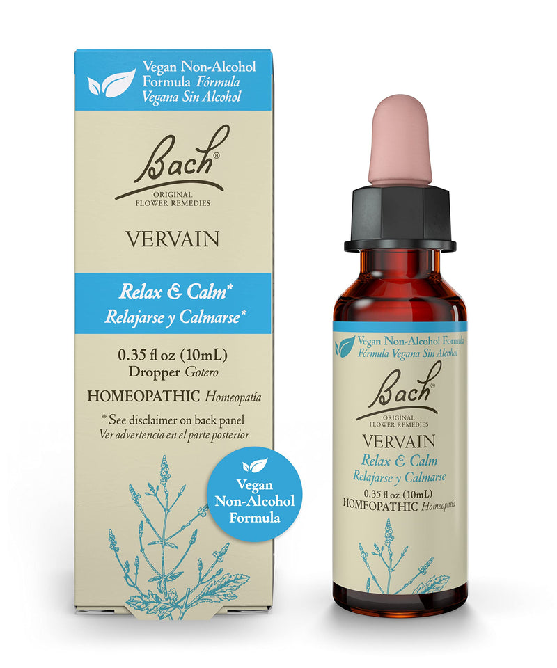 [Australia] - Bach Original Flower Remedies, Vervain for Relaxation and Calm (Non-Alcohol Formula), Natural Homeopathic Flower Essence, Holistic Wellness and Stress Relief, Vegan, 10mL Dropper 