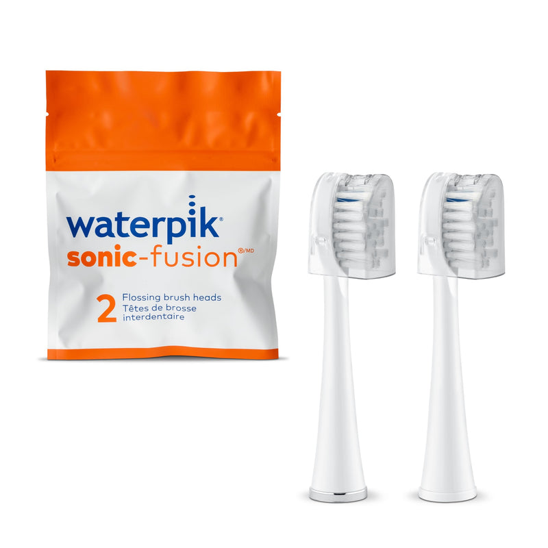 [Australia] - Waterpik Genuine Full Size Replacement Brush Heads With Covers for Sonic-Fusion Flossing Toothbrush SFFB-2EW, 2 Count White 1 Count (Pack of 2) 