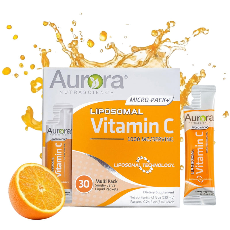 Aurora Nutrascience Liposomal Liquid Vitamin C, 30 Packets, Orange | Healthy Immune Support Supplement, 1000 mg per Serving, Sugar Free, Vegan, Gluten Free, Non-GMO, Single Serve Packets