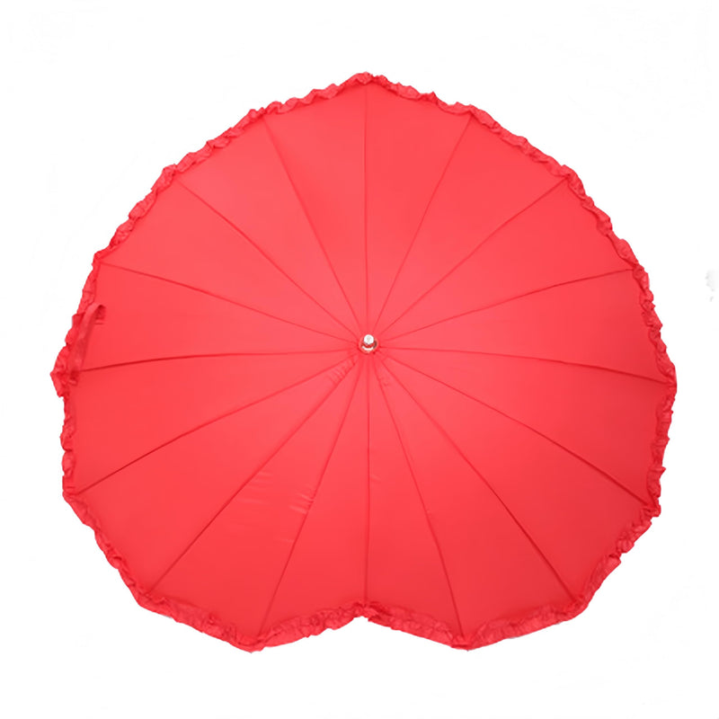Forever Love Parasol Lace Heart-shaped Red Umbrella Girls Umbrella for Valentine, Wedding, Engagement and Photo Props (Red)