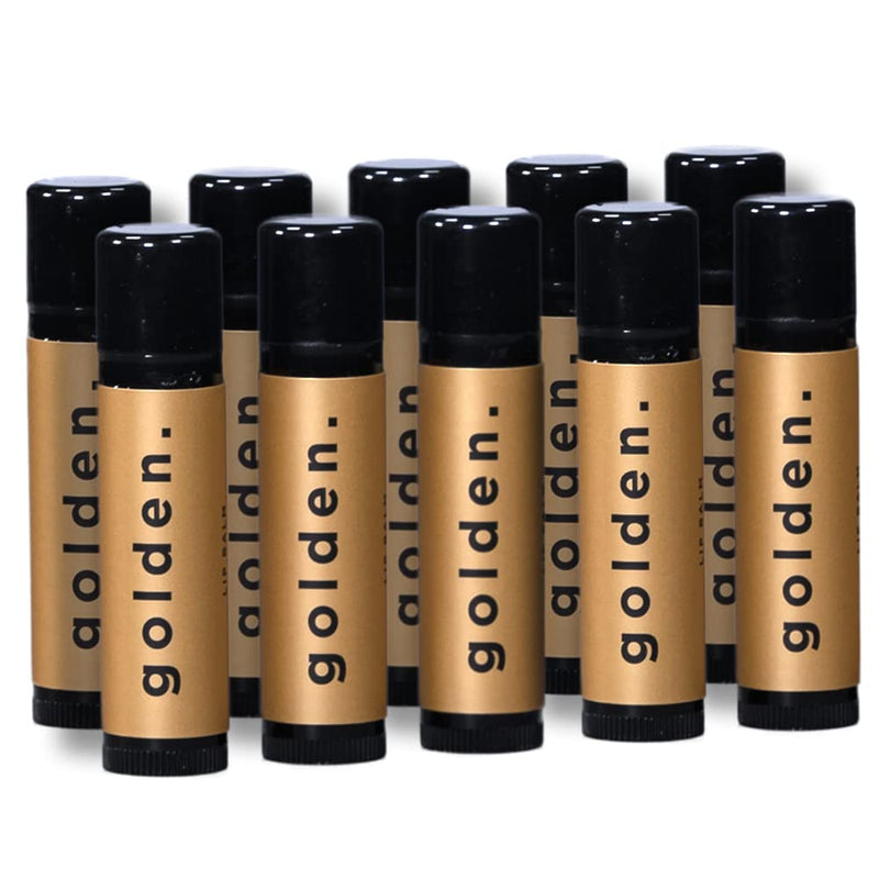 Golden Grooming Co. Lip Balm Set for Men - Soothing & Moisturizing Lip Balms for Dry, Cracked, Chapped Lips - Infused with Aloe Vera & Vitamin E - Vanilla Scent - Pack of 10
