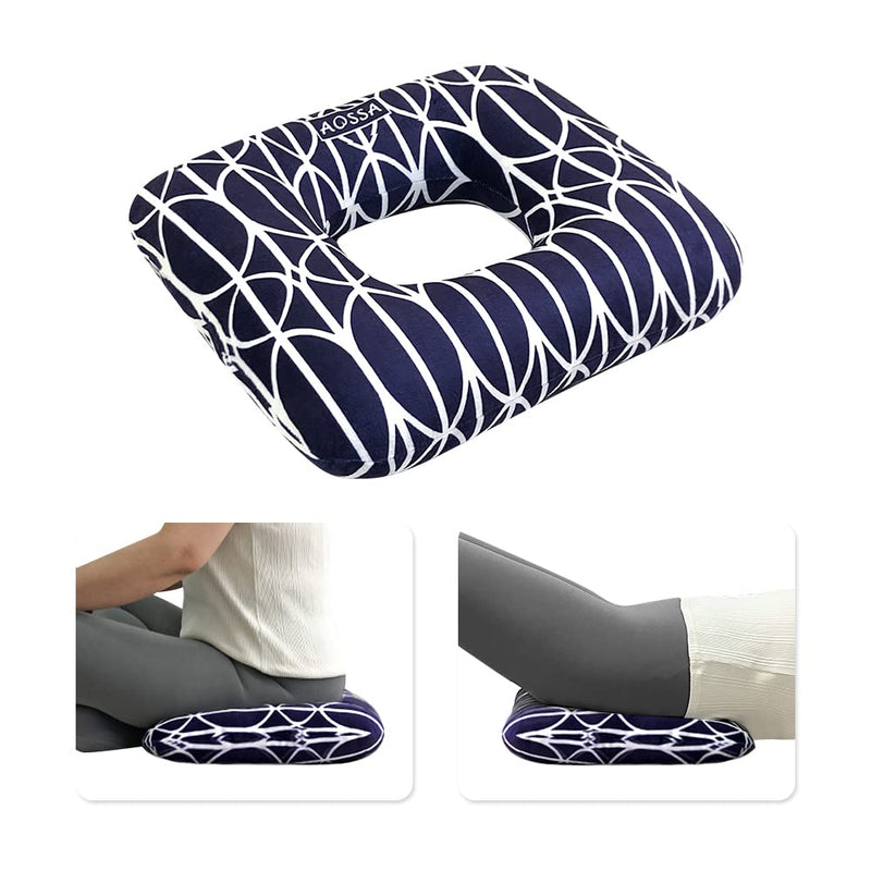 [Australia] - AOSSA Donut Pillow for Bed Sores, Pressure Relief Butt Cushions, Medical Sacral Square Donut Cushion, BBL Pillow for Sleeping, Bed Sore Prevention Pad, Long Sitting Tailbone Pain Navy Blue 