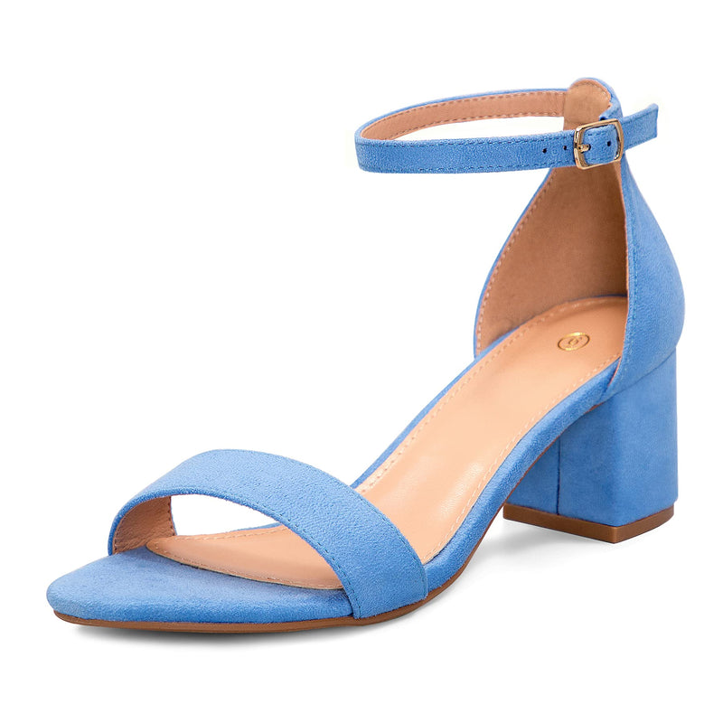 mysoft Women's Chunky Heels Open Toe Dress Sandals with Ankle Strap | Block Low Prom Heel, Adjustable Ankle Strap, Perfect for Wedding and Party, Four Seasons Classic Versatile 9.5 Blue