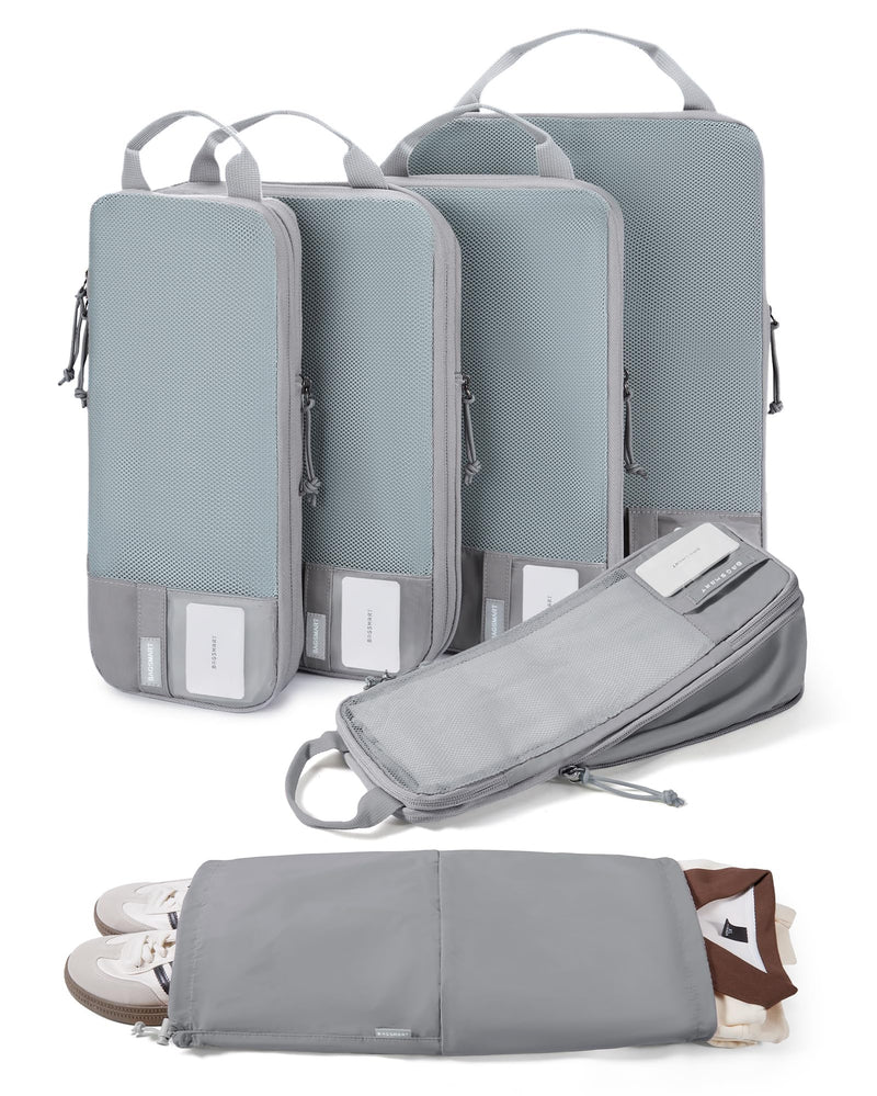 BAGSMART Compression Packing Cubes for Travel Essentials | 14 Set /6 Set /4 Set/2 Set, Lightweight, Durable Storm Front Grey Set of 6