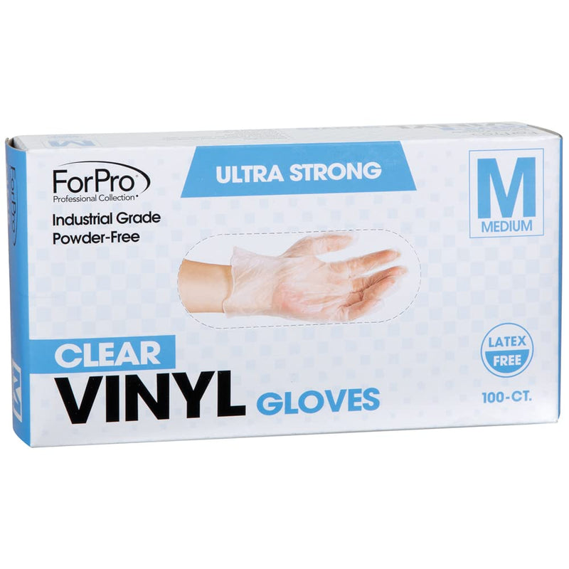 [Australia] - ForPro Disposable Vinyl Gloves, Clear, Industrial Grade, Powder-Free, Latex-Free, Non-Sterile, Food Safe, 2.75 Mil. Palm, 3.9 Mil. Fingers, Medium, 100-Count 