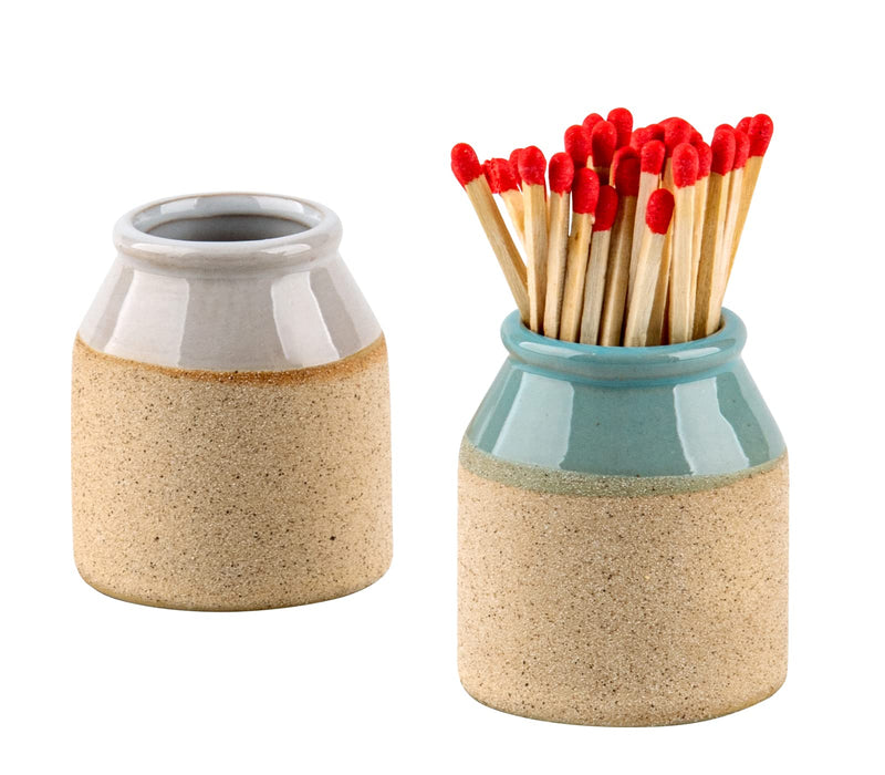 [Australia] - Match Cloche Decorative Matches Jar with Match Striker Set of 2 Mini Pottery Match Holder with Striker 