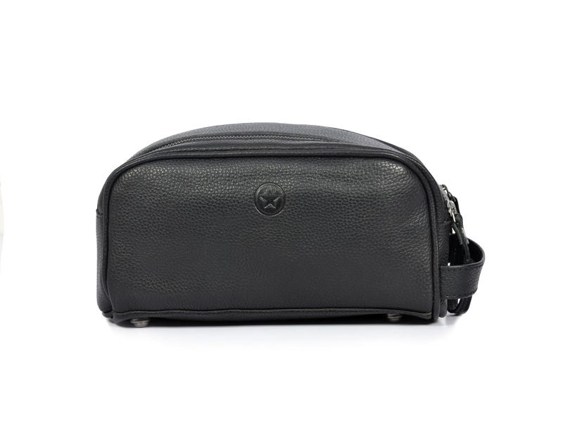 10" Premium Leather Toiletry Travel Pouch With Waterproof Lining | King-Size Handcrafted Vintage Dopp kit By Aaron Leather Goods (Jade Black) Jade Black