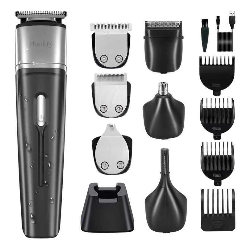 [Australia] - GEEGVV Haokry Beard Trimmer, Cordless Hair Clippers, Waterproof Body Mustache Nose Ear Facial Cutting Groomer, Electric Shaver 6 in 1 Grooming Kit for Men 