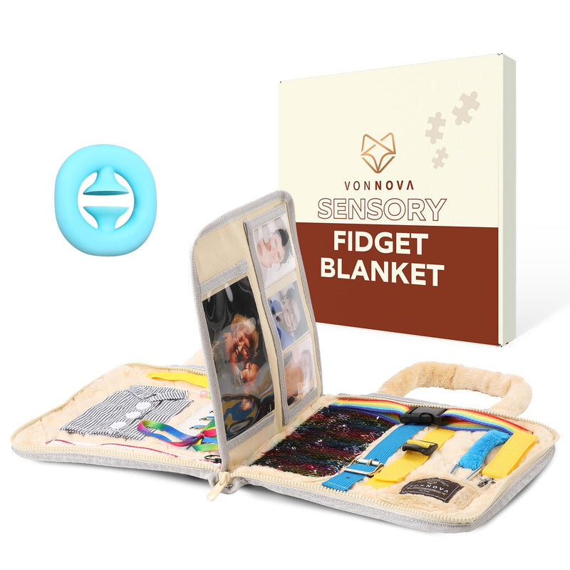 [Australia] - VonNova Fidget Blanket - Dementia Products for Elderly - Fidget Blanket for Adults with Dementia - Alzheimers Activities - Lap Blankets for Elderly - Busy Board 