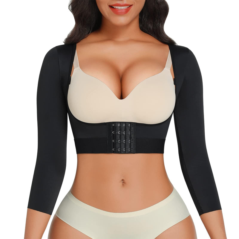 [Australia] - FeelinGirl Upper Arm Shaper for Women Faja Post Surgery Slimming Compression Sleeves Arm Lipo Compression Garments Medium Black 