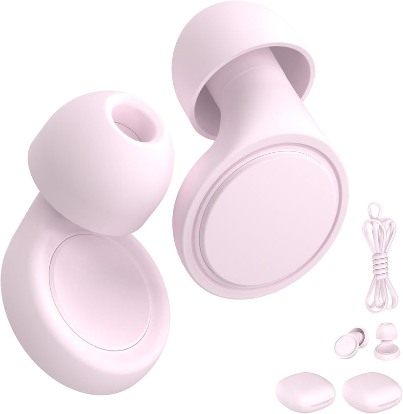[Australia] - Earplugs for Sleeping Noise Cancelling, Reusable Ear Plugs– Super Soft, Silicone Ear Plug, for Sleeping 2 Pairs(S/L), Swimming, Snoring, Concerts, Work, Noisy Places (Pink) Pink 