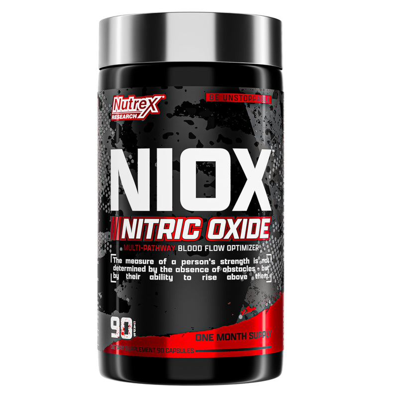 Nutrex Research NIOX Nitric Oxide Booster Pre Workout Pump Supplement with Arginine Nitrate Vitamin C Astragin for Muscle Pump Vascularity Endurance Support 90 Count 90 Capsules