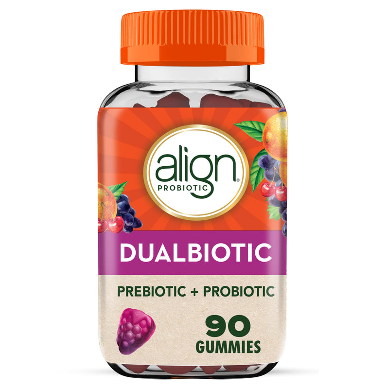 [Australia] - Align DualBiotic, Prebiotic + Probiotic for Women and Men, Help Nourish and Add Good Bacteria for Digestive Support, Natural Fruit Flavors, 90 Gummies 