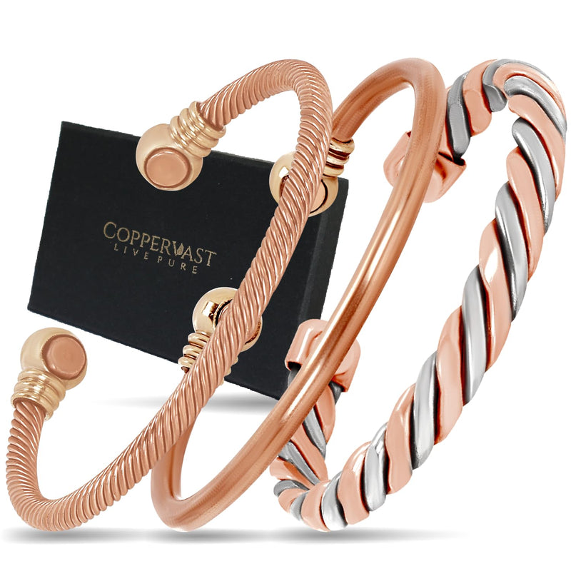 [Australia] - Copper Bracelets- for Men and Women| Set of 3 with Gift Bag |Handmade 100% Copper Copper3 