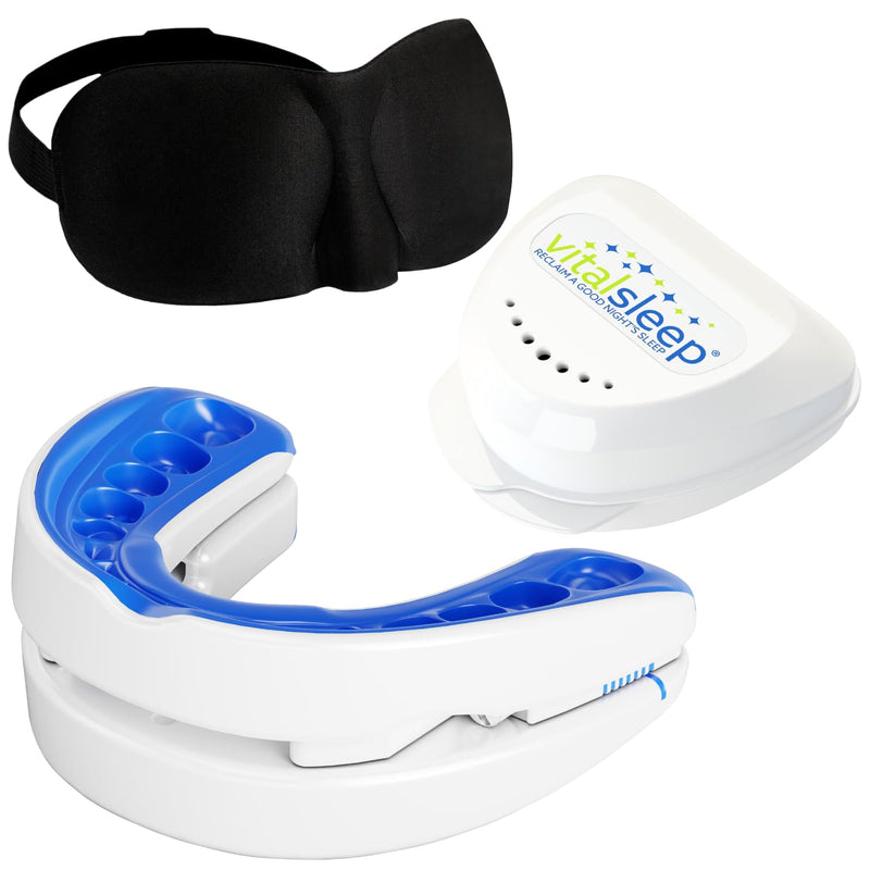 [Australia] - VitalSleep Men's Anti Snoring Mouth Guard, Adjustable Snoring Device, Custom Anti Snore Device with Blackout Sleep Mask, Snore Mouthpiece for Better Sleep, USA Made, 1 Year Warranty 