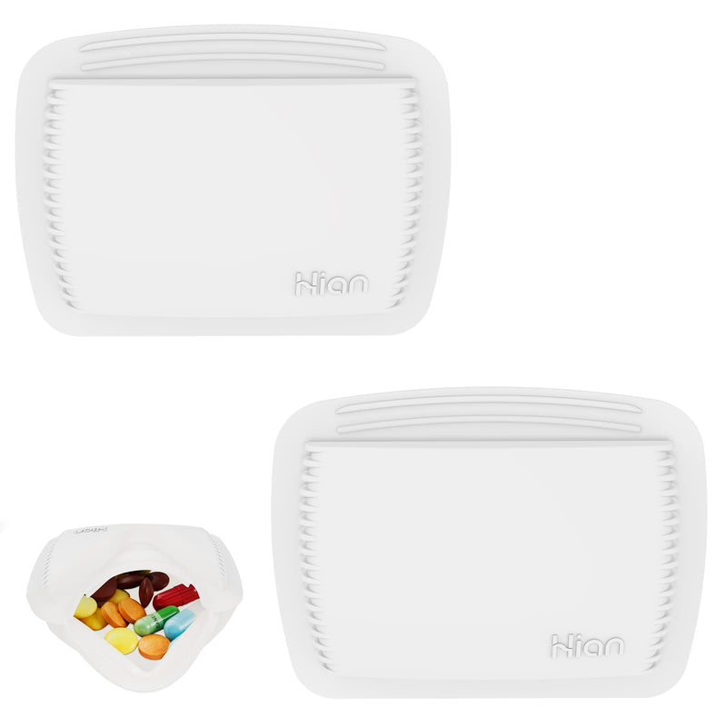 2 Pieces Pill Organizer Reusable Pocket Pill Case Portable Open Pill Pouch Silicone Small Pill Box Pill Container Pill Holder Pill Bags Organizing Medication, Vitamins, and Tablets for Travel (White) Pack of 2