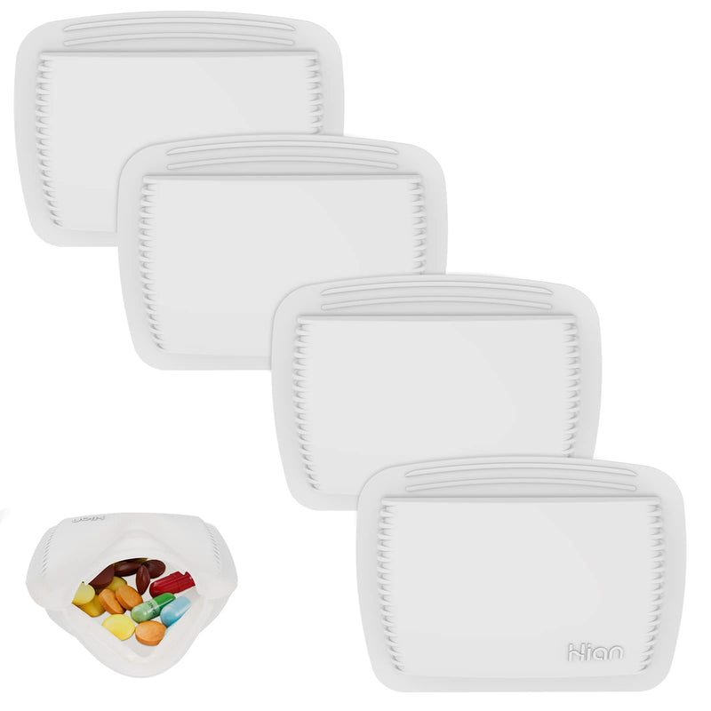 4 Pieces Pill Organizer Reusable Pocket Pill Case Portable Open Pill Pouch Silicone Small Pill Box Pill Container Pill Holder Pill Bags Organizing Medication, Vitamins, and Tablets for Travel (White) Pack of 4