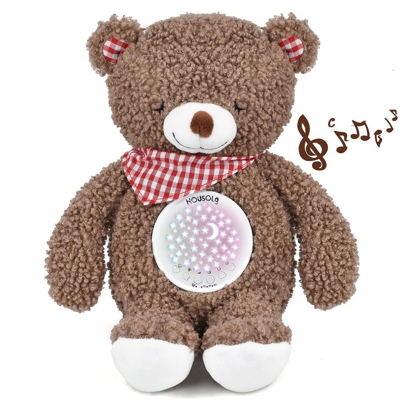 [Australia] - Baby Sleep Soother, White Noise Rechargeable Baby Projector Night Light, Portable Sound Machine with 18 Soothing Sounds, Plush Toy Gifts Bear for Infants with Cry Sensor 