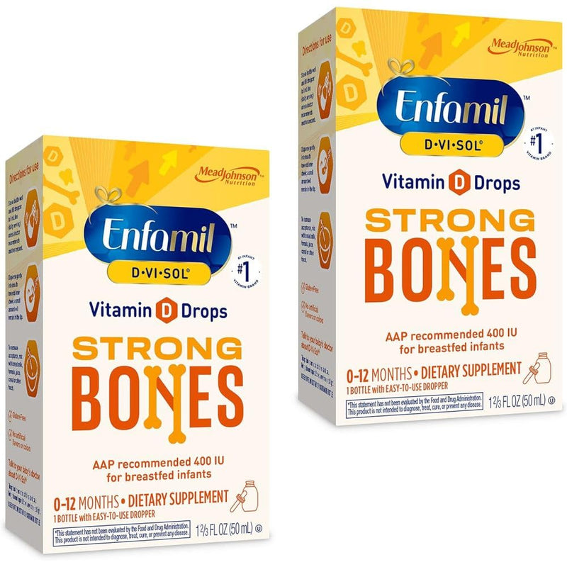 Enfamil Baby Vitamin D-Vi-Sol Liquid Vitamin D Drops, Supports Strong Teeth & Bone Development, 50mL Bottle (Pack of 2) 1.69 Fl Oz (Pack of 2)