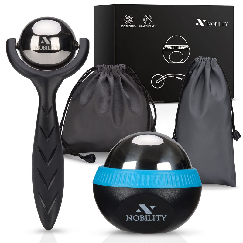 [Australia] - Nobility Massage Ball Roller– Ice Cold and Hot for Deep Tissue and Sore Muscle Relief of Stiffness and Stress, Body, Neck, Back, Foot, Plantar (Black) Black 