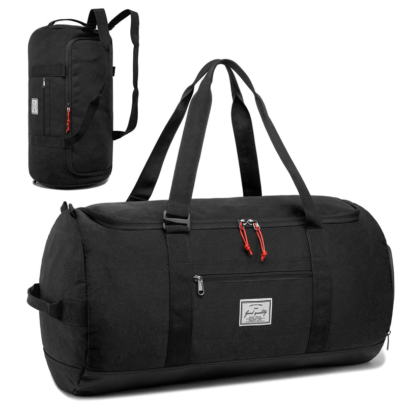 Lyweem 60L Duffle Bag for Men Travel Duffel Bag Large Size for Women Weekender Overnight with Shoes Compartment Multifunctional Gym Bags, Black