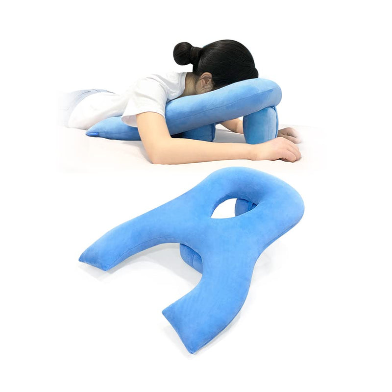 [Australia] - AOSSA Face Down Pillow After Eye Surgery BBL Bed for Sleeping Medical Prone Pillow Retina Surgery Vitrectomy Recovery Equipment Stomach Sleeper Pillow Bed Massage Face Cradle Cushion Blue 