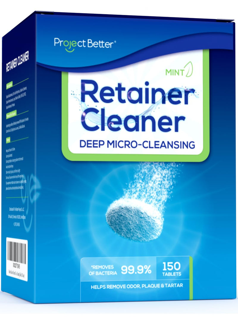 [Australia] - Retainer Cleaner Tablets for Dental Appliances and Night & Mouth Guard, Denture Cleaning Tablets Solution to Offer Confident Smile.(150 Tablets,Mint Flavor) 150 Count (Pack of 1) 