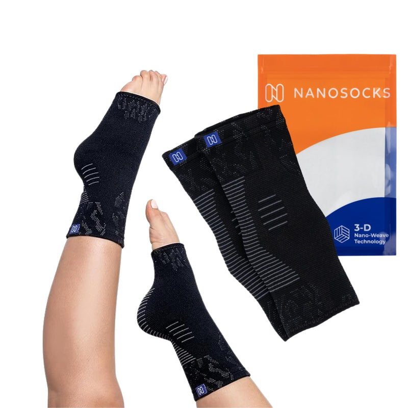 [Australia] - Compression Socks (Pair) - Nylon & Spandex Toeless Support for Plantar Fasciitis, Neuropathy, Foot Pain Relief Medium Black 