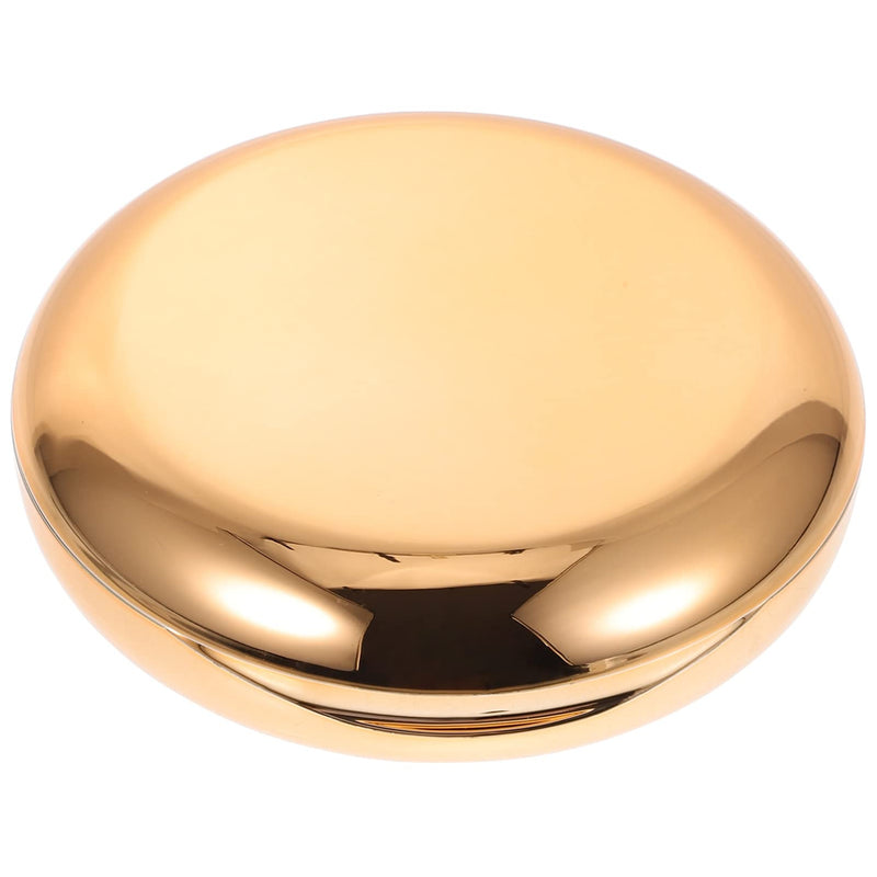 [Australia] - Healifty Portable Dental Retainer Box Dental Braces Case Practical Invisible Denture Case Dental Mouth Guard Case with Mirror Oral Care Box (Golden), 8.7X2.7CM 