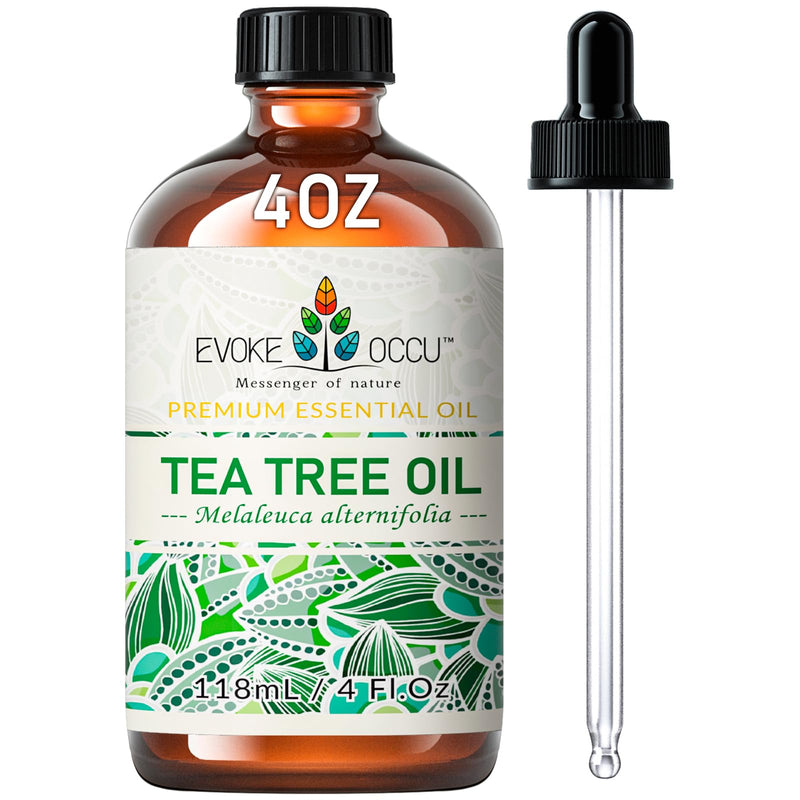 [Australia] - EVOKE OCCU 100% Pure Tea Tree Essential Oil for Toenail Fungus,Hair Damage,Skin Problems,Add to Shampoo,Body Wash,Conditioner 4 FL Oz 4 Fl Oz (Pack of 1) 