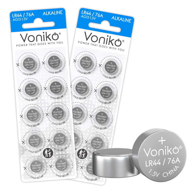 [Australia] - Voniko AG13 LR44 Batteries 20 Pack—[Ultra Power] Premium Alkaline 1.5 Volt LR44 Button Cell Battery for Toys & Electronic Devices 