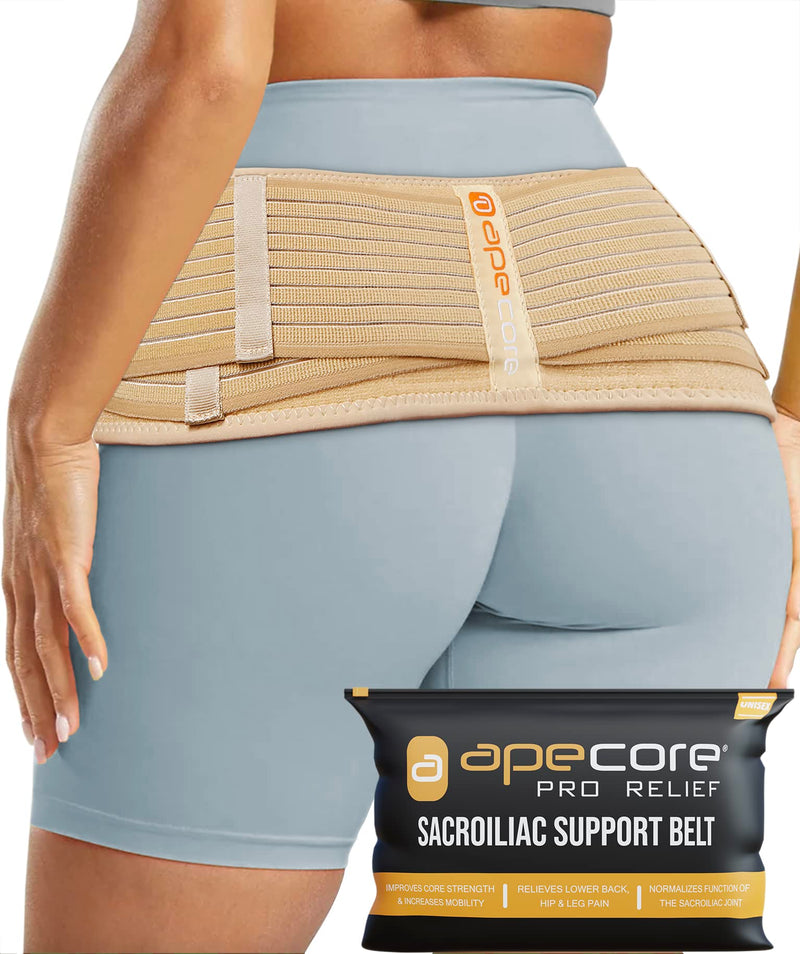Sacroiliac SI Joint Hip Belt - Lower Back Support Brace for Women and Men - Hip Brace for Hip Pain - Pelvic Support Belt - Trochanteric Belt - Sciatica Pelvis Lumbar Pain Relief Nude XL/XXL (Fits Hip Size 46 Inch - 55 Inch)