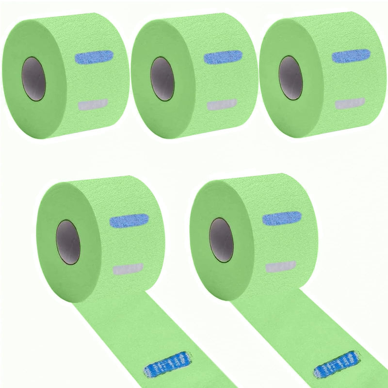 [Australia] - Hair Removal Strips - 5 Rolls, 500 Strips Green, Disposable & Flexible Paper Neck Strips for Salon Hair Cutting & Stylist, Water Resistant and Self-Adheres to Neck 