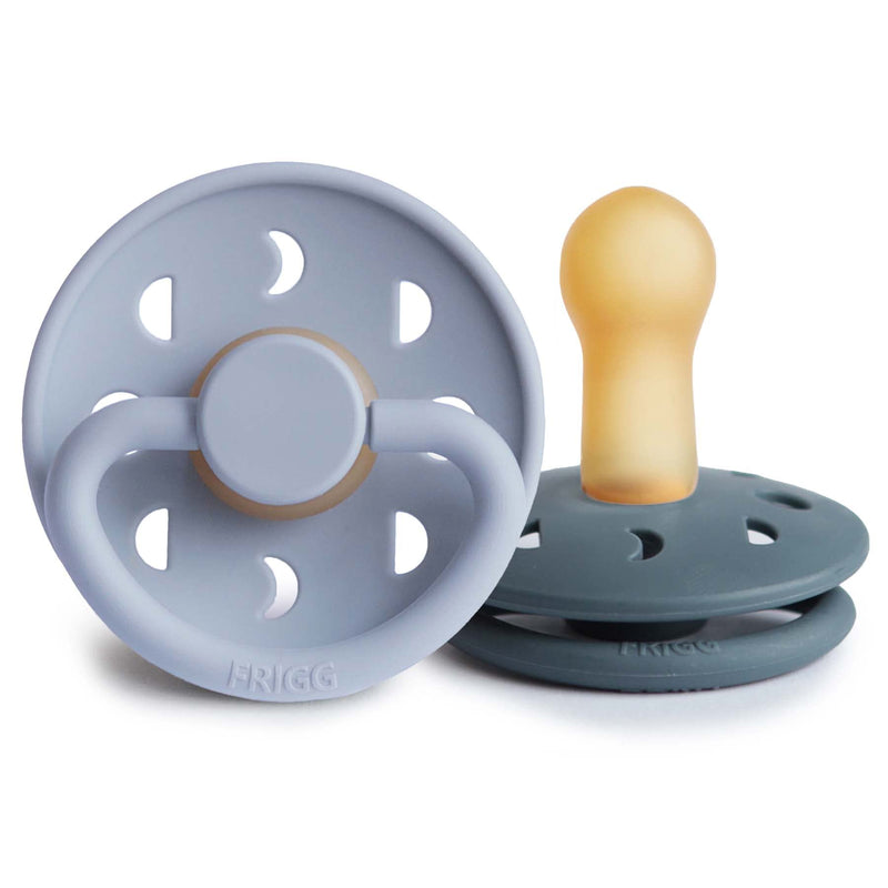 [Australia] - FRIGG Moon Natural Rubber Baby Pacifier | Made in Denmark | BPA-Free (Powder Blue/Slate, 6-18 months) 2-Pack 6-18 Month Powder Blue/Slate 