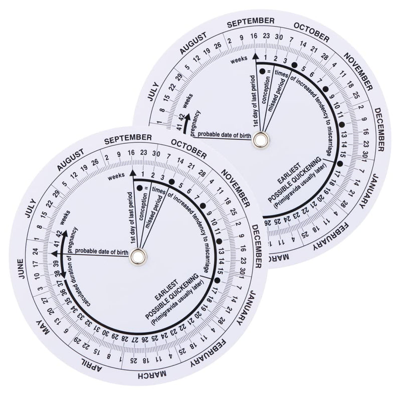 2 Pack Pregnancy Due Date Calculator Wheel, Obstetric Gestation Wheel | Rotatable tracker counts pregnancy weeks & due dates. Solid plastic build, smooth dial for daily pregnancy date checking