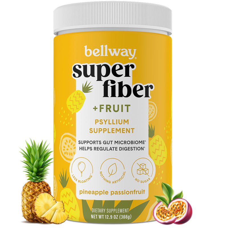 [Australia] - Bellway Super Fiber Powder + Fruit, Sugar Free Organic Psyllium Husk Powder Fiber Supplement for Regularity, Bloating Relief & Gut Health, Non-GMO, Plant-Based, Pineapple Passion Fruit (50 Servings) 50 Servings (Pack of 1) 