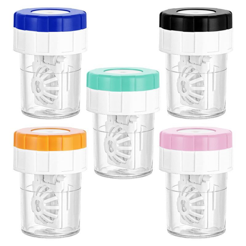 [Australia] - Sibba 5 Pieces Manually Contact Lens Washer Cleaner, Lens Cleaning Container for Everyday Use, Contact Lens Cases, Contact Lens Soak Storage Kit for Travel Home 