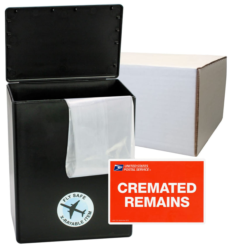 [Australia] - CarrySafe Urn - TSA Approved Fly-Safe and Temporary Travel Cremation Urn Kit for Human Ashes - Airline Friendly - 200 Cubic Inch Capacity - Airline-Ready Black Plastic Urn with Included Travel Box 